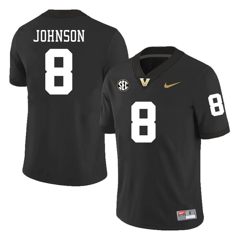 Nate Johnson Jersey,Vanderbilt Commodores #8 Nate Johnson Football Jersey,Uniforms-Black